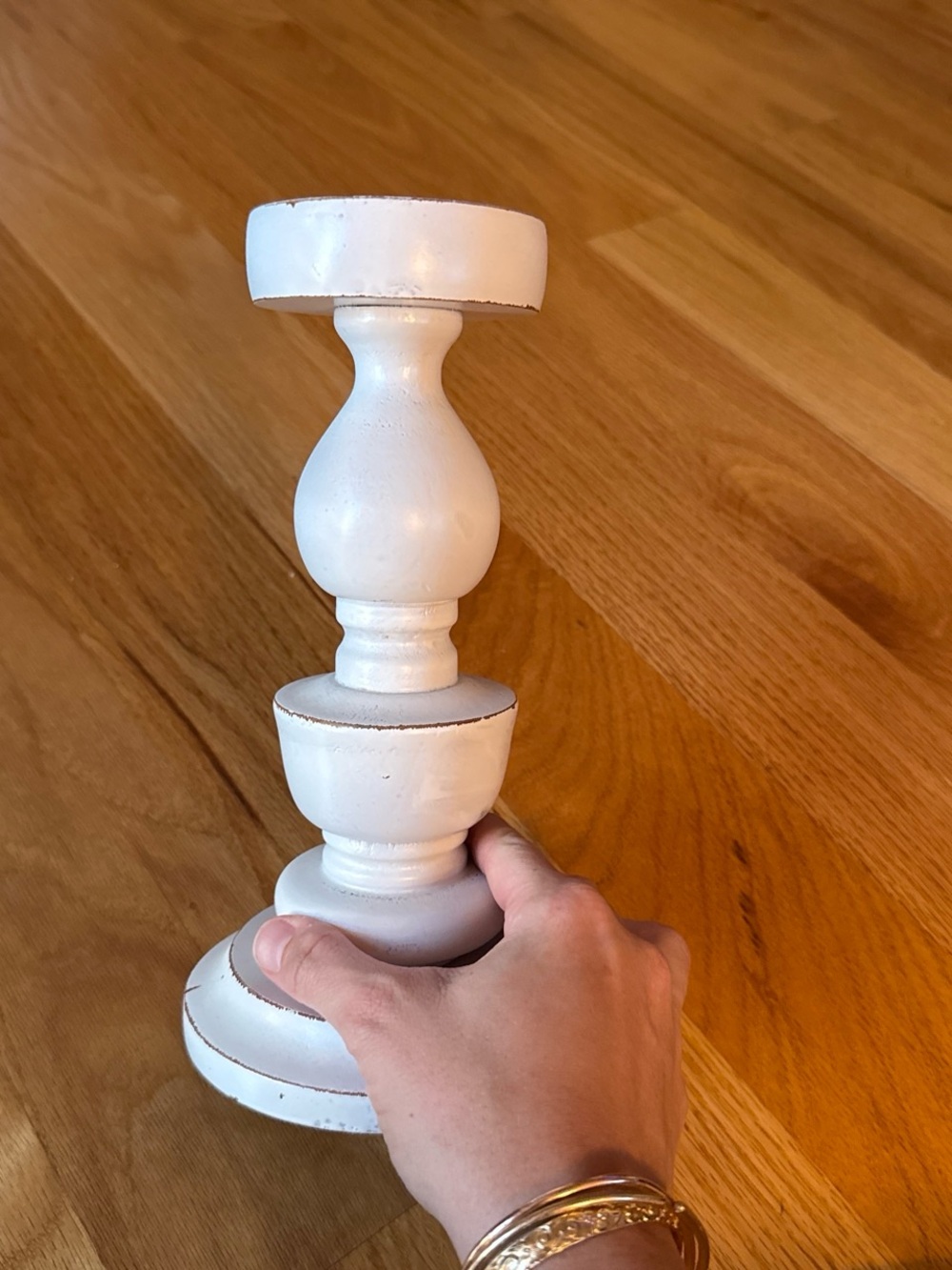 Wooden candlestick holder